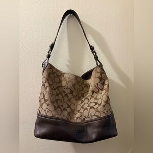 SOLD Vintage Y2K Coach Tan and Brown Signature Shoulder Bag